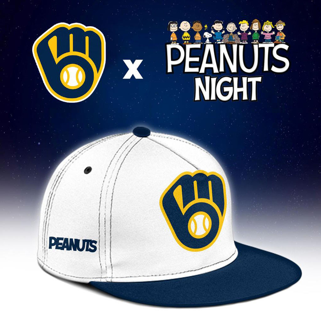 Milwaukee Brewers X Peanuts Night Snapback Hat Brewers Merch Gift For Baseball Fan