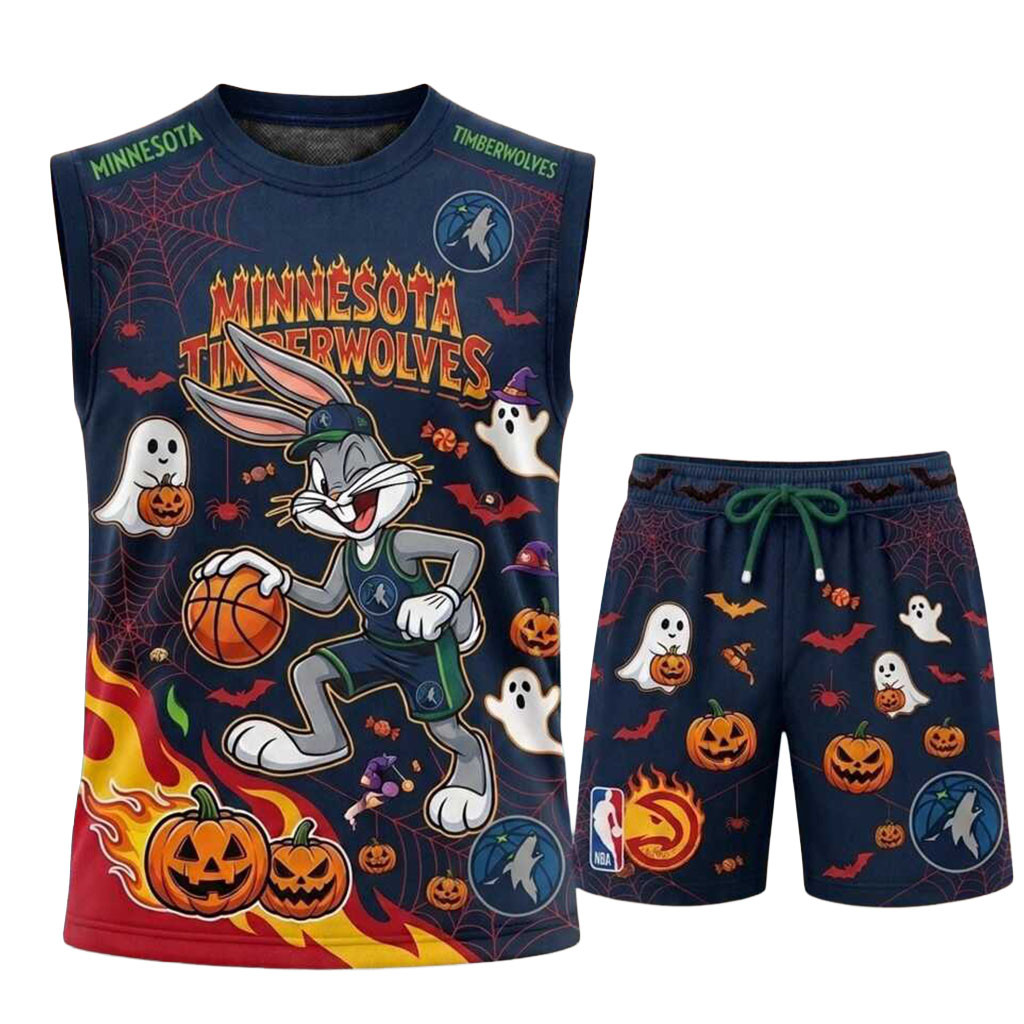 Minnesota Timberwolves Bunny Halloween Tank Top And Shorts Set Timberwolves Merch Gift For Fans