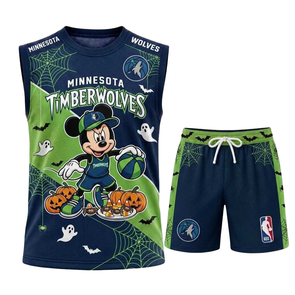 Minnesota Timberwolves Mickey Mouse Halloween Basketball Muscle Tank And Shorts Timberwolves Merch