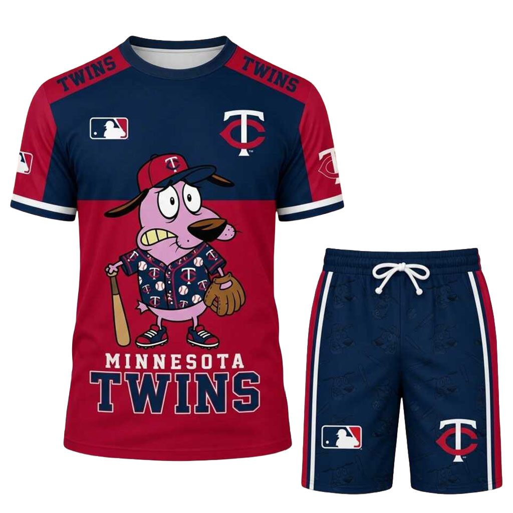 Minnesota Twins Courage The Cowardly Dog Shirt And Shorts Set MN Twins Merch Gift For Fans Minnesota Twins Courage The Cowardly Dog Shirt And Shorts Set MN Twins Merch Gift For Fans