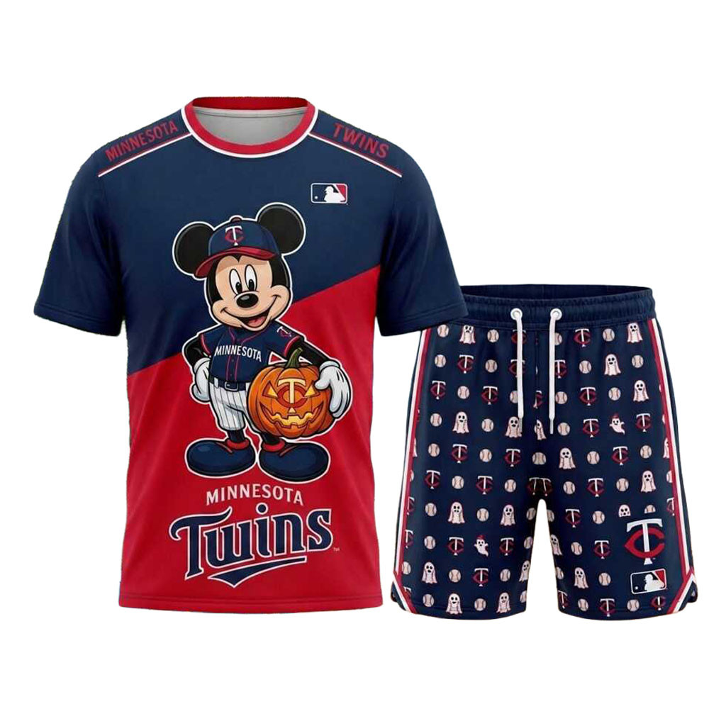 Minnesota Twins Mickey Mouse Halloween Shirt And Shorts MN Twins Merch Gift For Baseball Fans