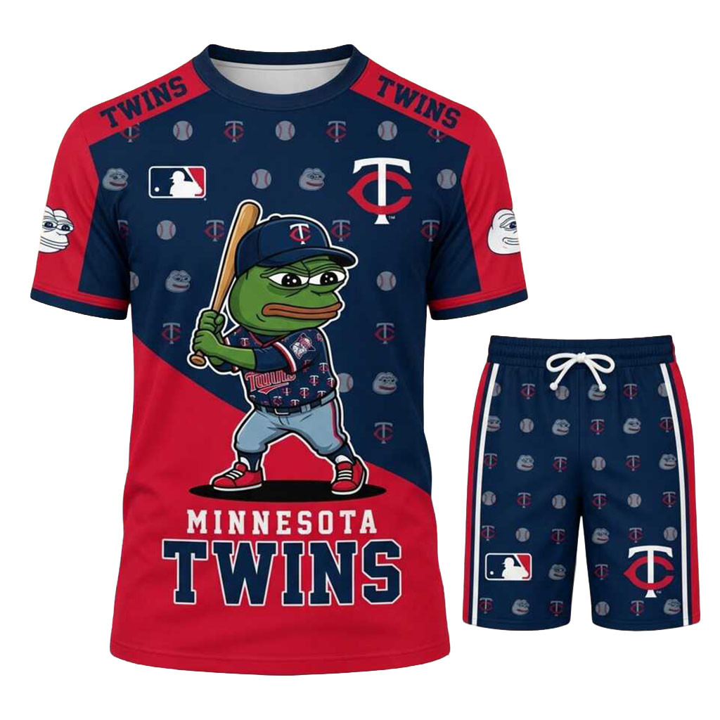 Minnesota Twins Pepe The Frog Shirt And Shorts Set MN Twins Merch Gift For Baseball Fans