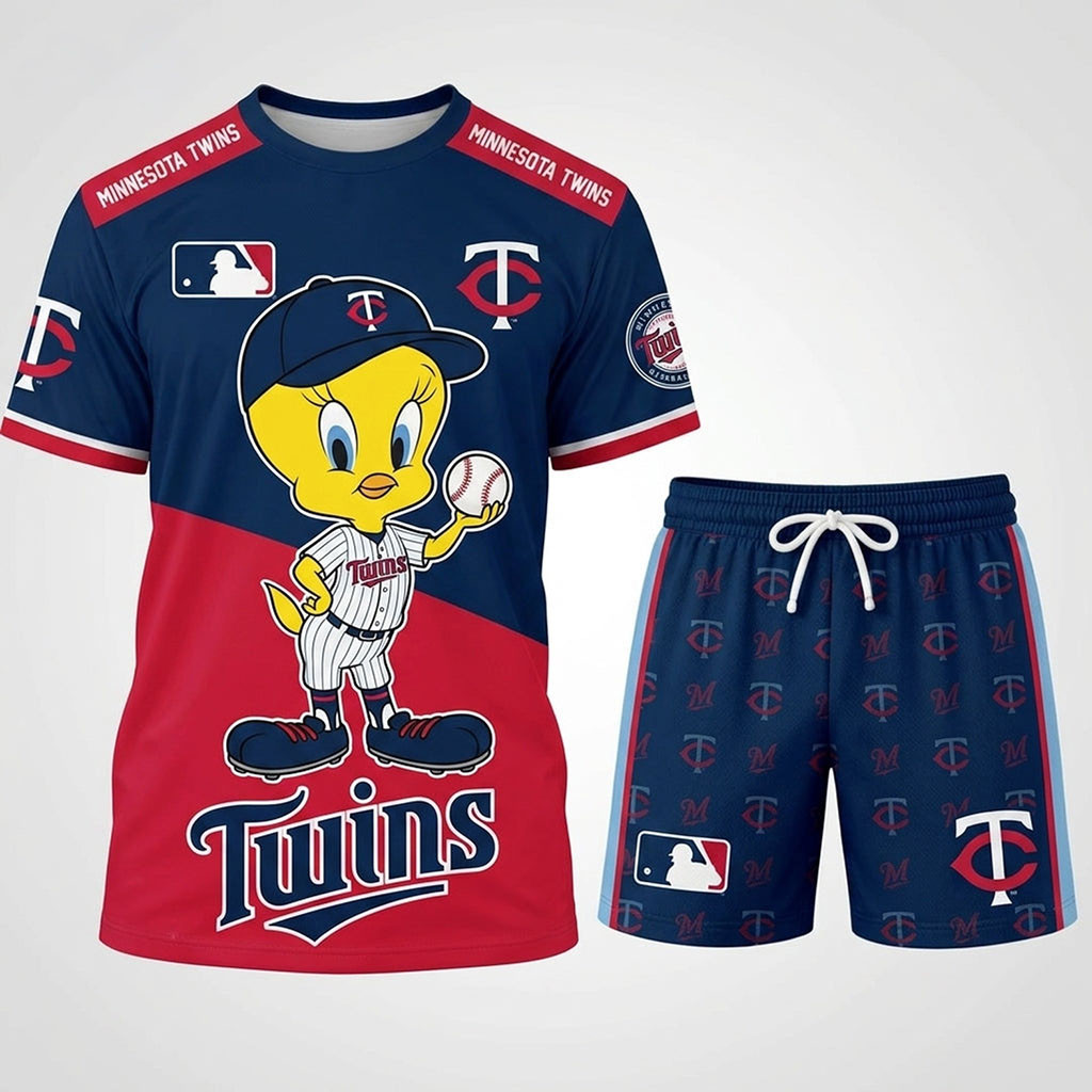 Minnesota Twins X Tweety Looney Tunes T-Shirt And Shorts Set Twins Merch Baseball Fan Gifts