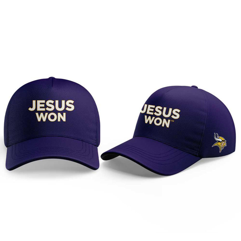 Minnesota Vikings 2026 Jesus Won Hat Christian Cap MN Vikings Merch Gift For Football Fan