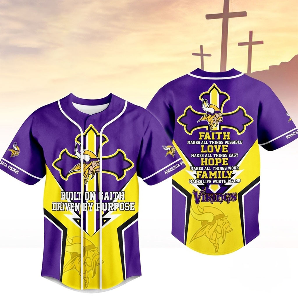 Minnesota Vikings Blessed Beyond The Score Baseball Jersey MN Vikings Merch Fan Clothing