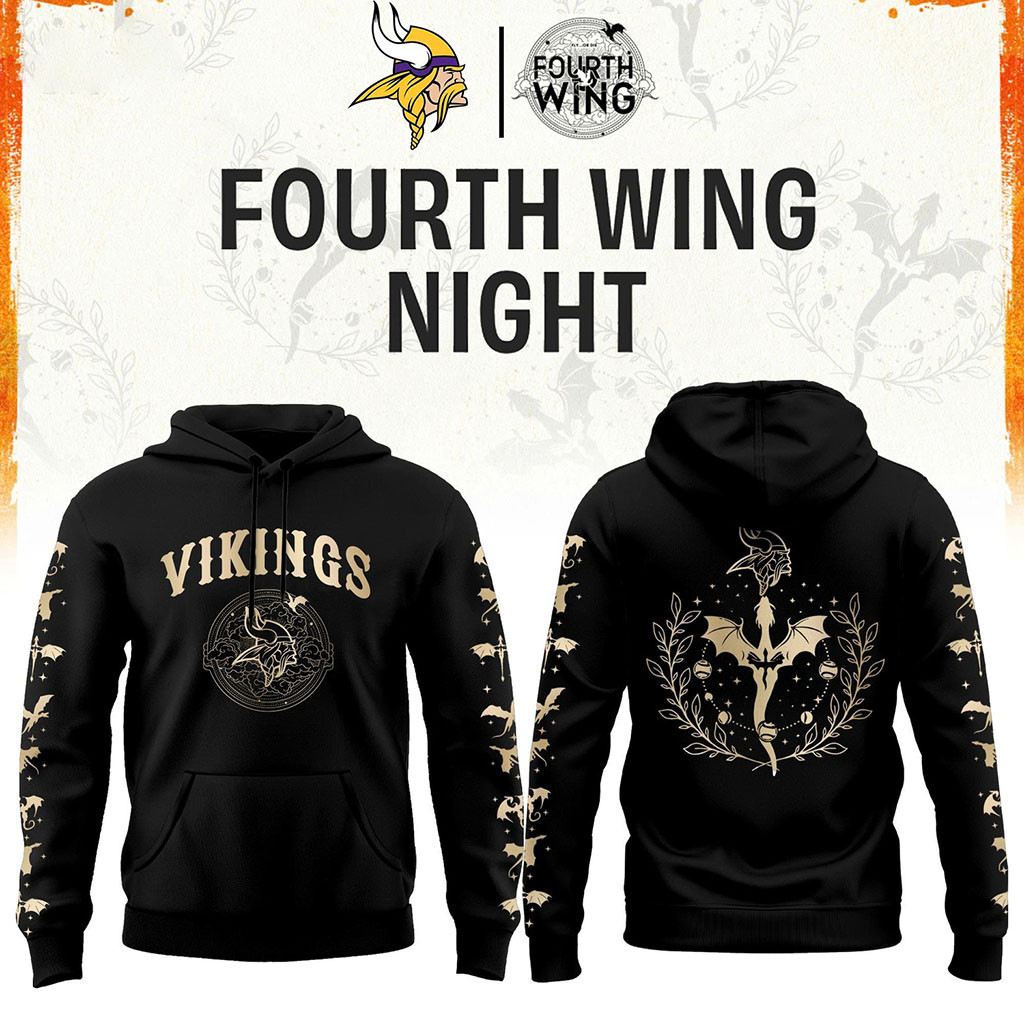 Minnesota Vikings Dragon Wing Fantasy Night 2026 Black Hoodie MN Vikings Merch Football Gifts