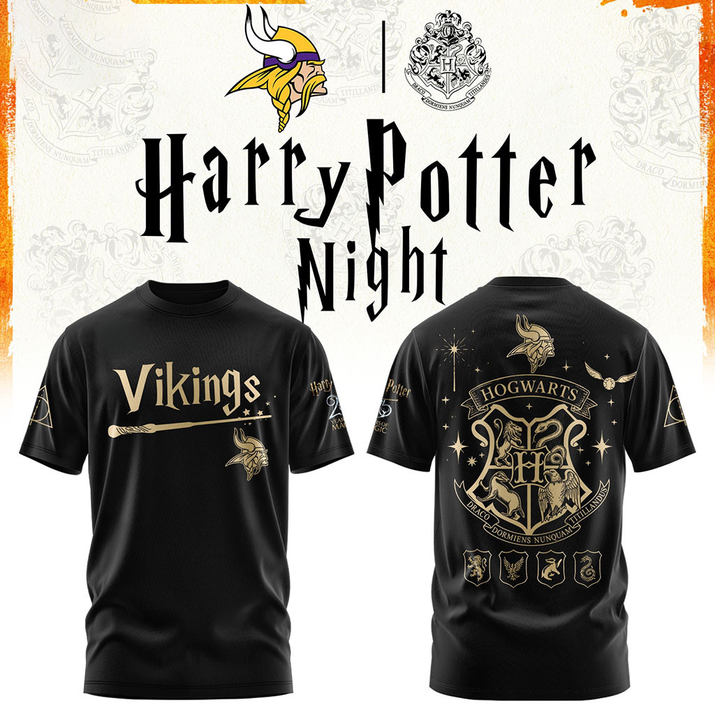 Minnesota Vikings Football Harry Potter 25th Anniversary T-Shirt 2026 MN Vikings Merch Fan Gear Minnesota Vikings Football Harry Potter 25th Anniversary T-Shirt 2026 MN Vikings Merch Fan Gear