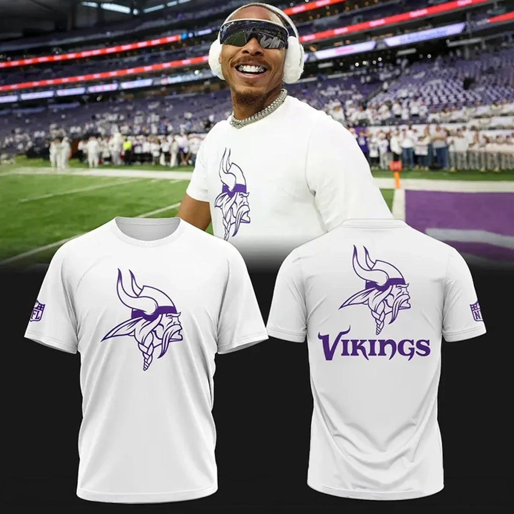 Minnesota Vikings Football White Shirt Vikings Merch Gift Ideas For Football Lovers