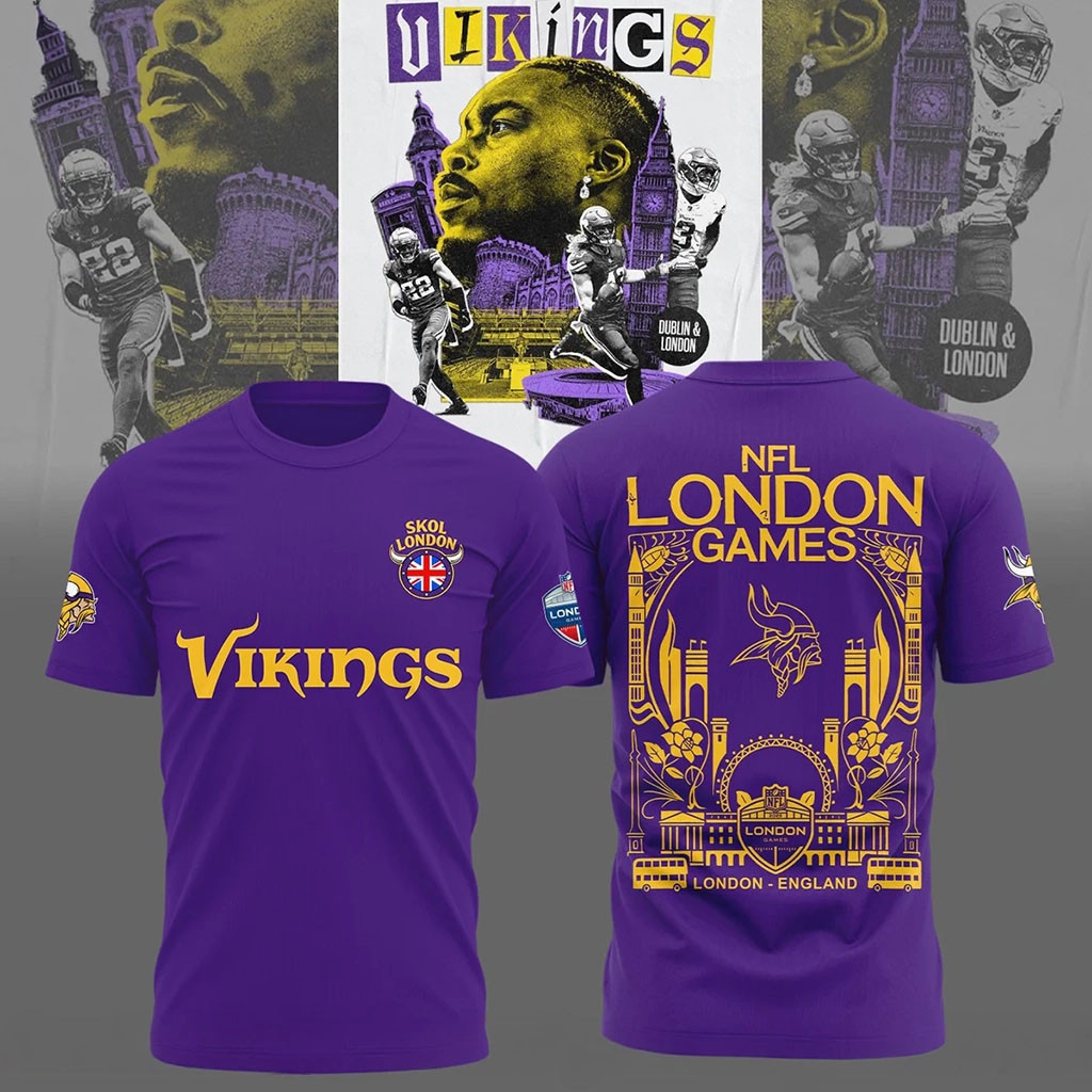Minnesota Vikings London Games T-Shirt Vikings Merch Best Gifts For Football Fans Minnesota Vikings London Games T-Shirt Vikings Merch Best Gifts For Football Fans