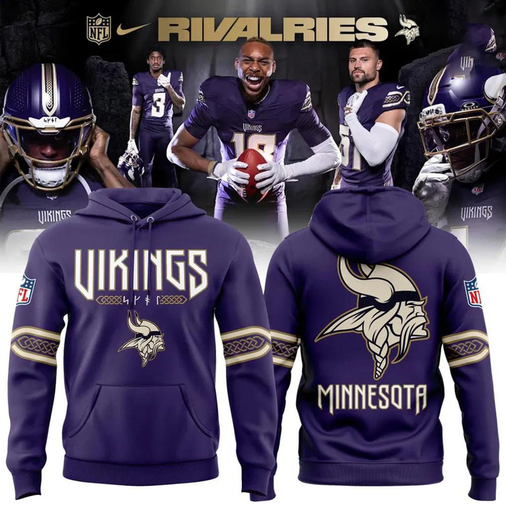 Minnesota Vikings Rivalries Hoodie 2026 Norse Pattern Hoodie MN Vikings Merch Football Fan Gear
