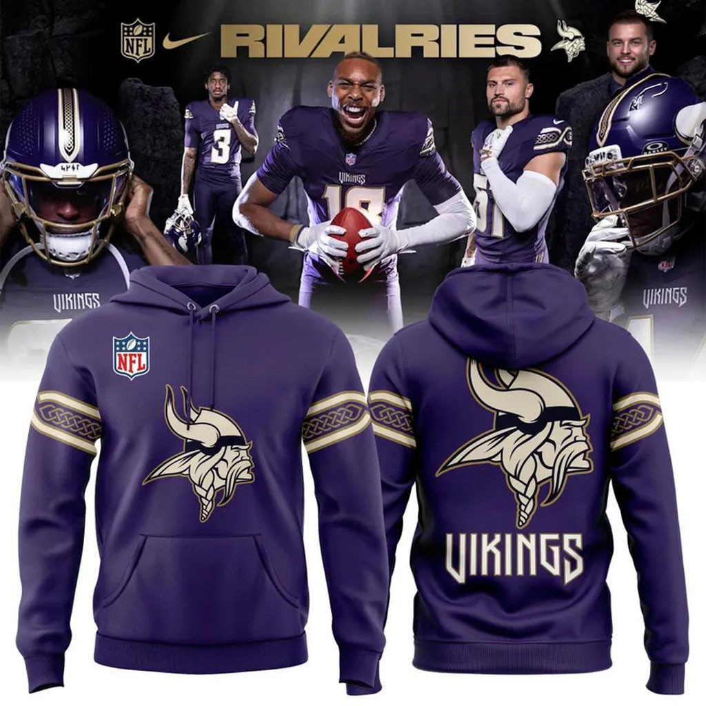 Minnesota Vikings Rivalries Hoodie 2026 Norse Pattern Hoodie Vikings Merch Football Fan Gifts