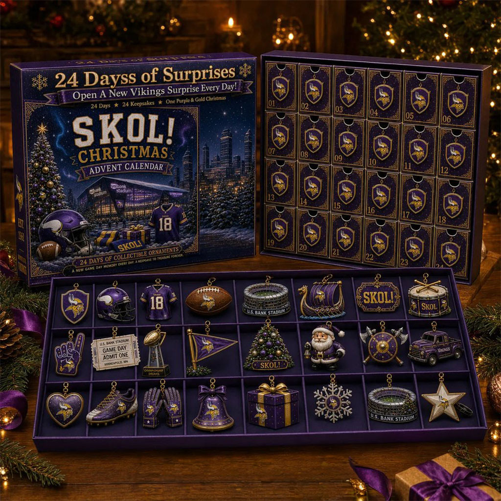 Minnesota Vikings SKOL Football 2026 Christmas Advent Calendar Xmas Tree Ornaments Vikings Merch Minnesota Vikings SKOL Football 2026 Christmas Advent Calendar Xmas Tree Ornaments Vikings Merch
