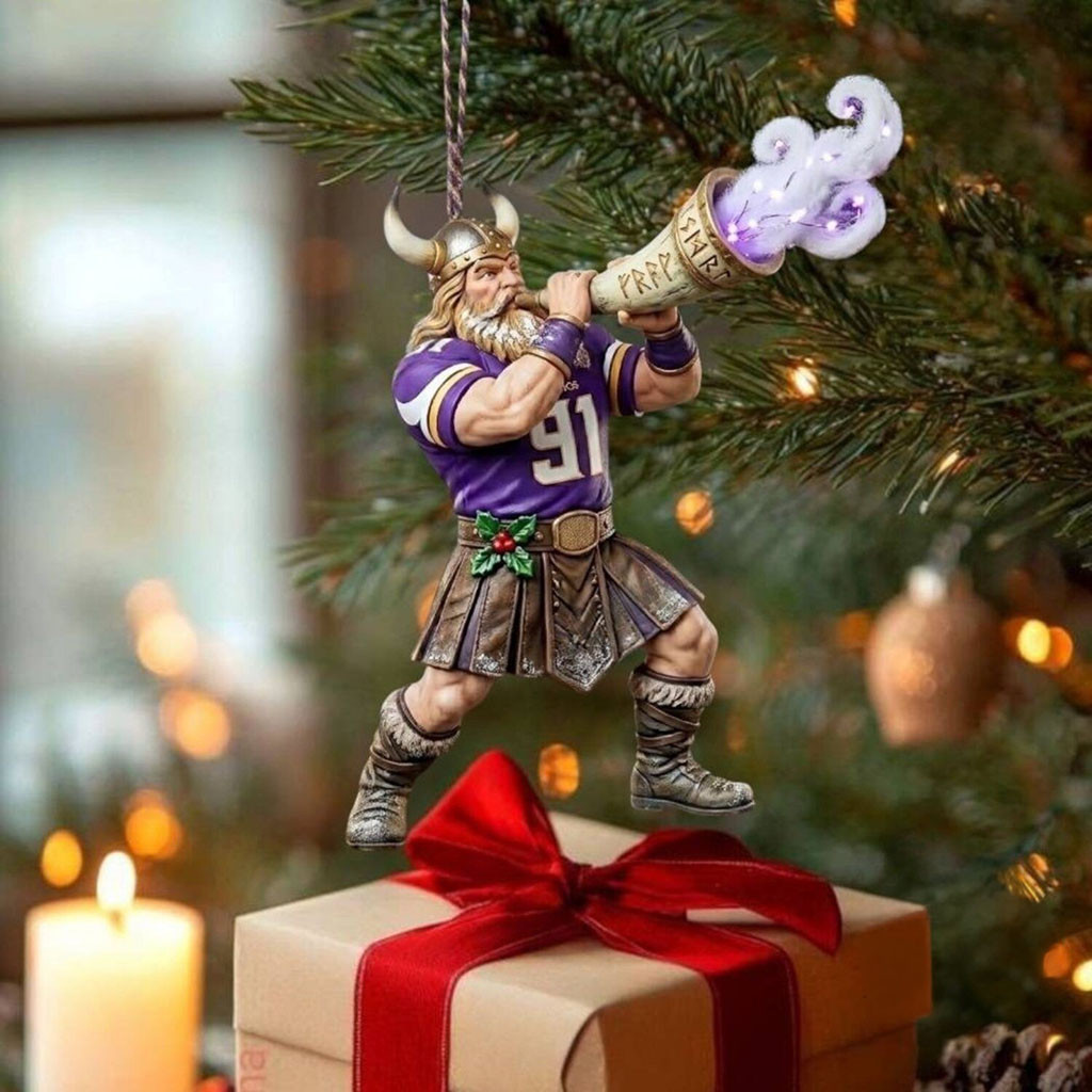 Minnesota Vikings Viktor The Viking Gjallarhorn Christmas Ornament Xmas Decor MN Vikings Merch