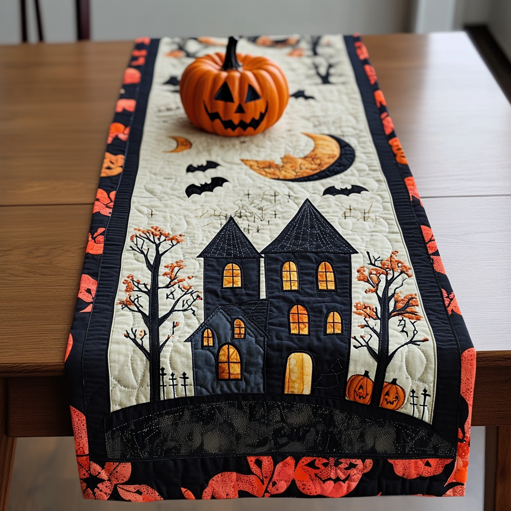 Moon Rise Quilted Table Runner Halloween Table Decor Halloween Present Ideas