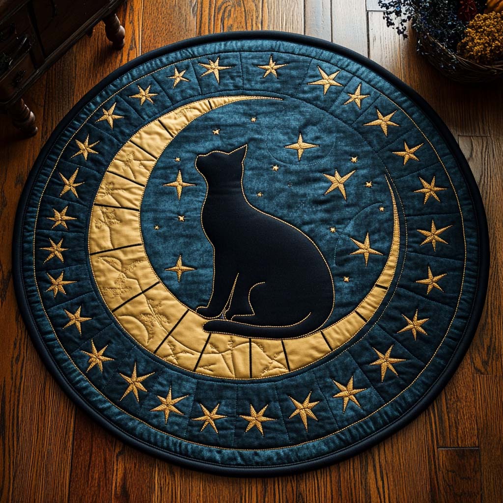 Moonlight Gaze Quilted Round Mat Cute Halloween Indoor Decor Nice New Home Gifts Moonlight Gaze Quilted Round Mat Cute Halloween Indoor Decor Nice New Home Gifts