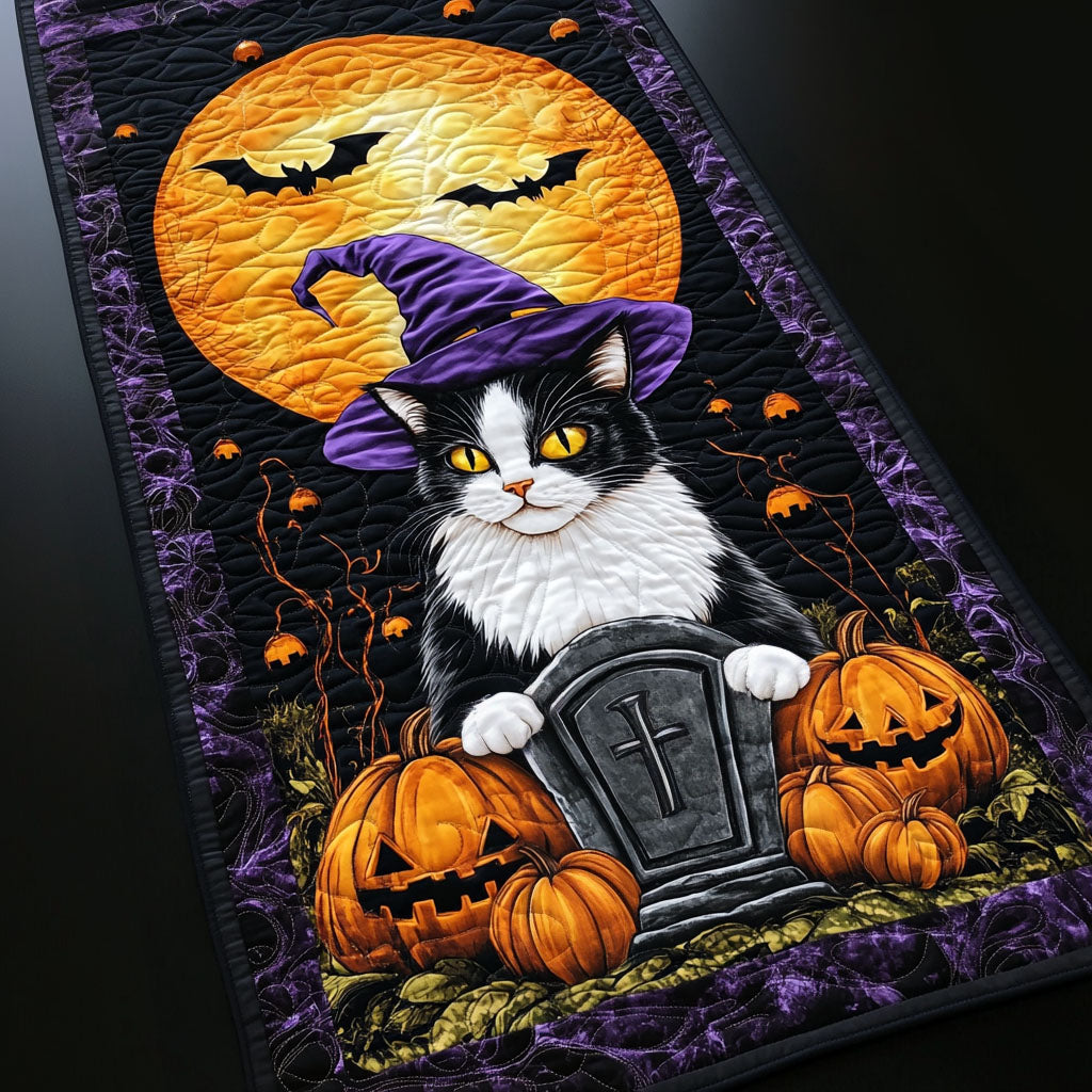 Moonlit Mischief Quilted Table Runner Spooky Centerpiece Halloween Presents