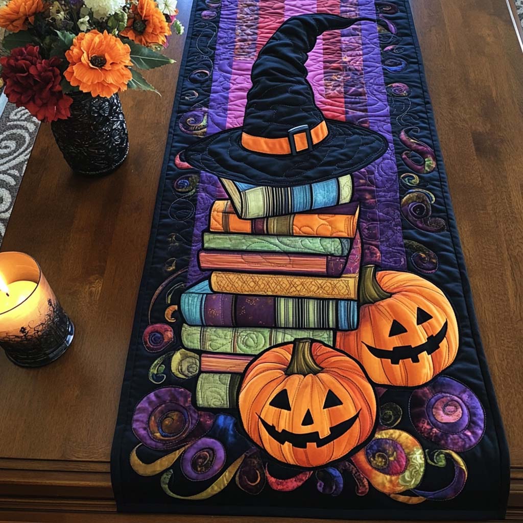 Moonlit Night Quilted Table Runner Decor Table Halloween Gift Halloween