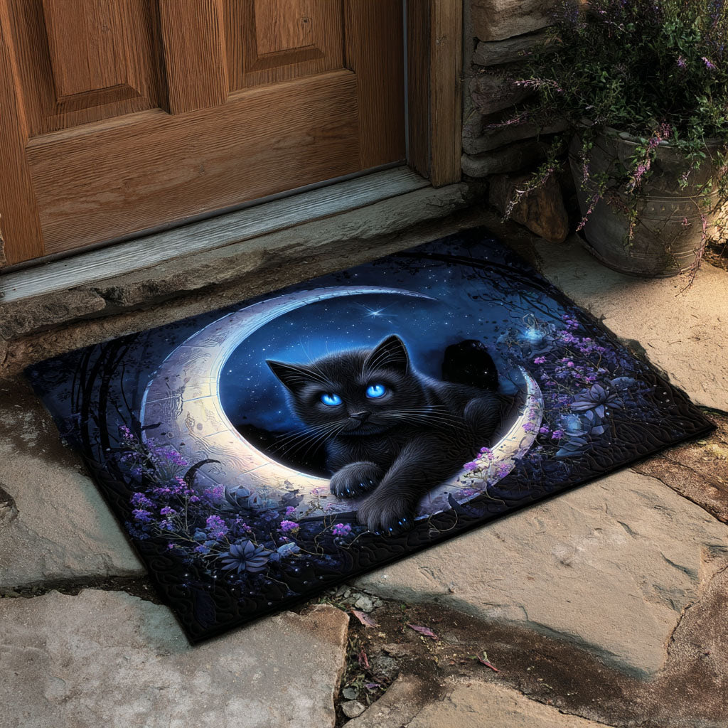 Moonlit Prowler Doormat Welcome Door Mat Cute Halloween Gifts For Cat Lovers