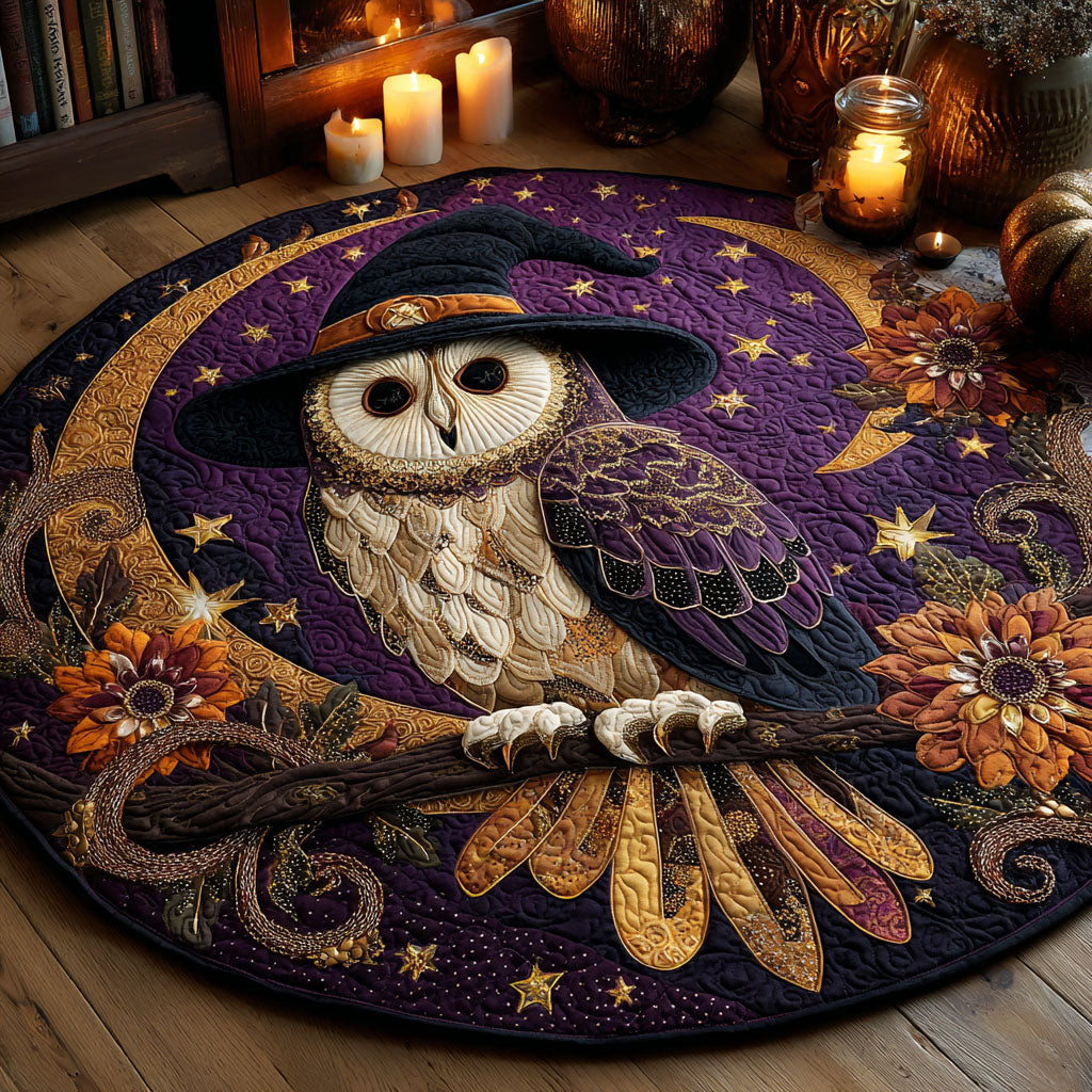 Moonlit Sentine Quilted Round Mat Small Round Mat Family Halloween Gifts