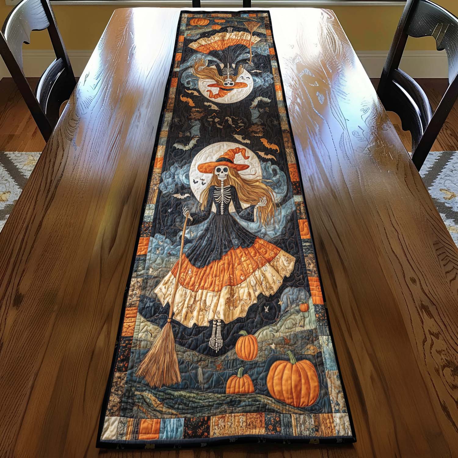Moonlit Skeleton Quilted Table Runner Decorate Halloween Table Halloween Ideas For Gifts