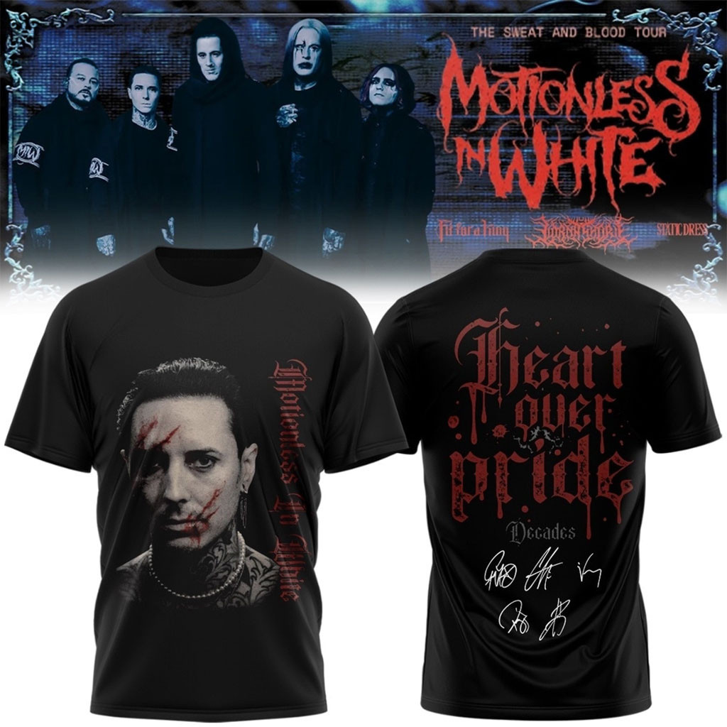 Motionless In White Merch The Sweat And Blood Tour 2026 T-Shirt Gifts For Metal Band Fans