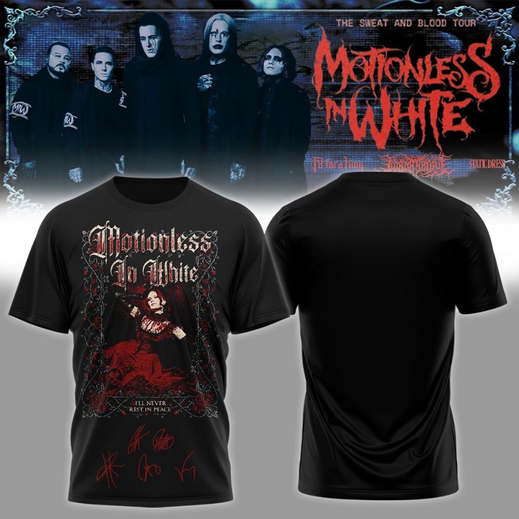 Motionless In White Merch The Sweat And Blood Tour Signed 2026 Shirt Gifts For Band Fans