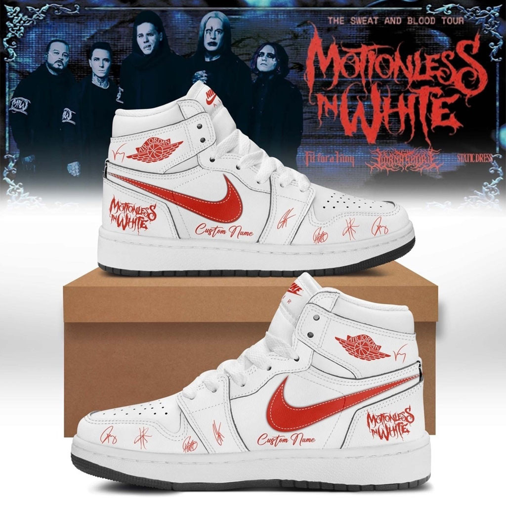 Motionless In White Merch The Sweat And Blood Tour Signed 2026 White Sneakers Gifts For Fans