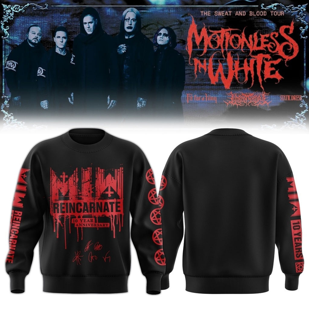 Motionless In White Reincarnate 10th Anniversary Sweatshirt Metal Band MIW Merch Gifts For Fans Motionless In White Reincarnate 10th Anniversary Sweatshirt Metal Band MIW Merch Gifts For Fans