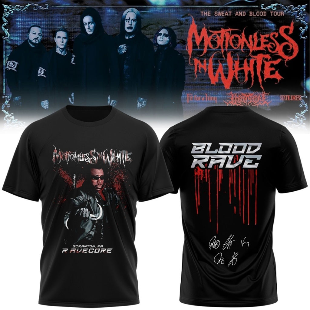 Motionless In White The Sweat And Blood Tour 2026 Signature T-Shirt Motionless In White Merch Motionless In White The Sweat And Blood Tour 2026 Signature T-Shirt Motionless In White Merch