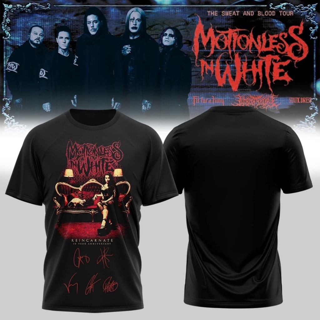 Motionless In White The Sweat And Blood Tour Signed 2026 Shirt Motionless In White Merch