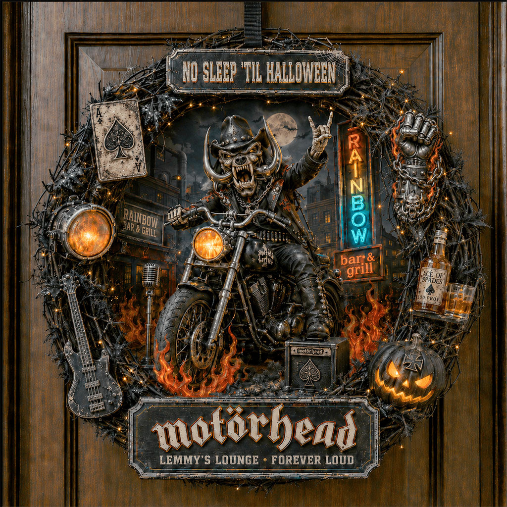 Motorhead Lemmy's Lounge Forever Load Door Sign No Sleep Til Halloween Wreath Motorhead Merch