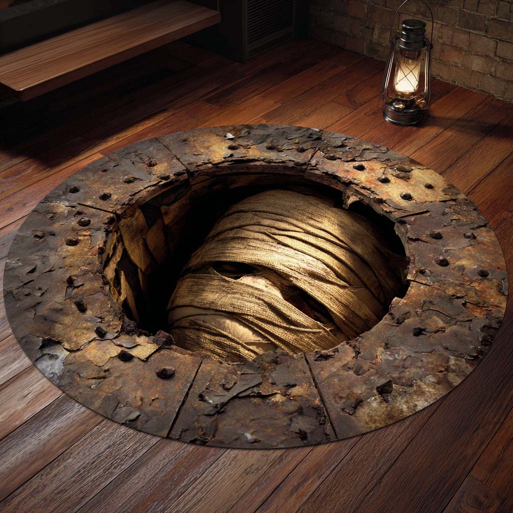 Mummy Awakening Quilted Round Mat Living Room Halloween Ideas Best Housewarming Gifts