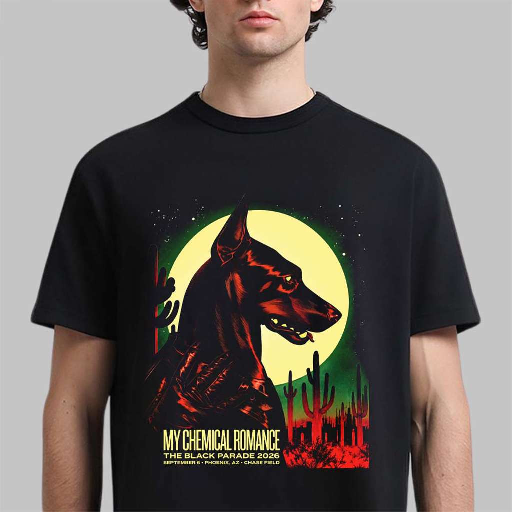 My Chemical Romance Phoenix AZ 2026 Event Doberman T-Shirt My Chemical Romance Merch Fan Gear