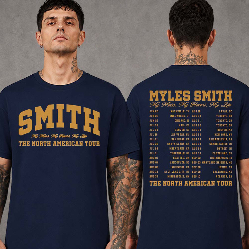Myles Smith Merch My Mess My Heart My Life 2026 Tour North America Logo Navy T-Shirt Fan Gifts Myles Smith Merch My Mess My Heart My Life 2026 Tour North America Logo Navy T-Shirt Fan Gifts