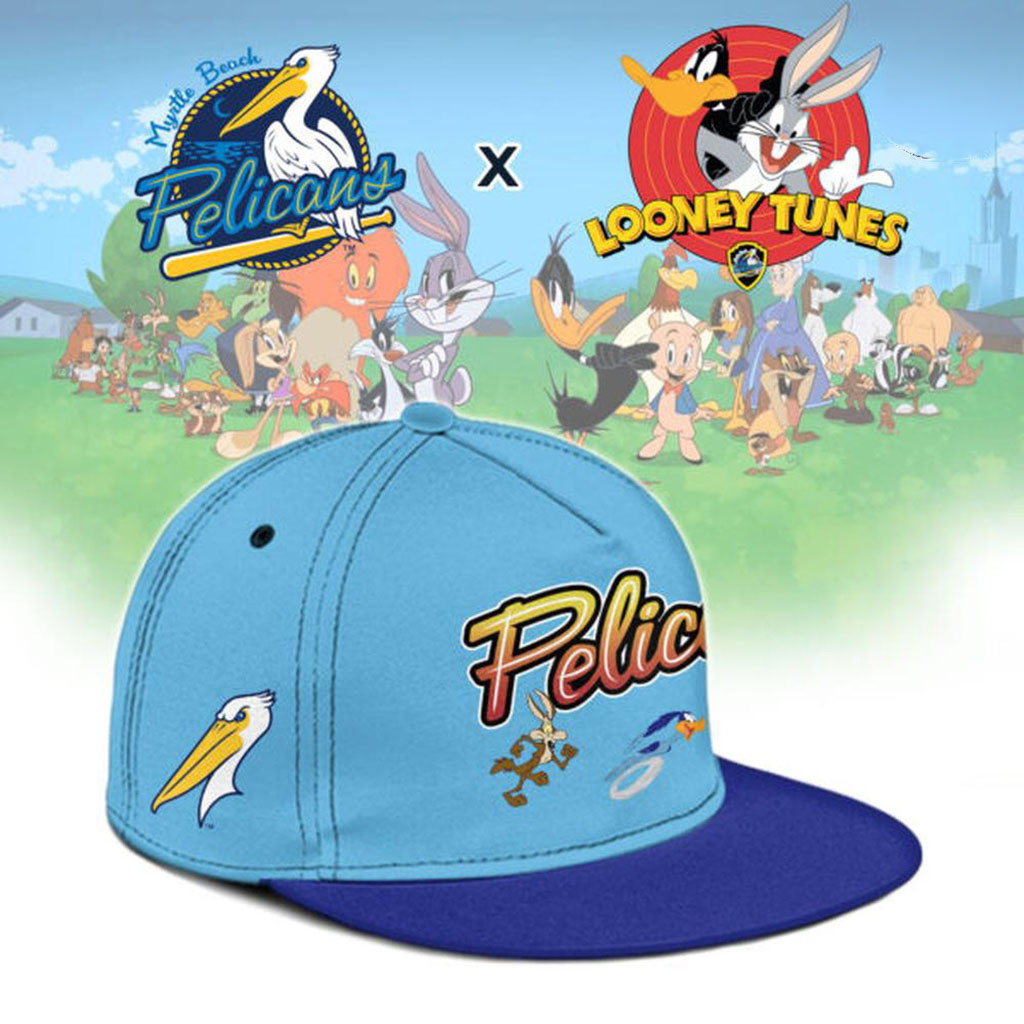 Myrtle Beach Pelicans X Looney Tunes Snapback Hat Pelicans Merch Gift For Baseball Fans