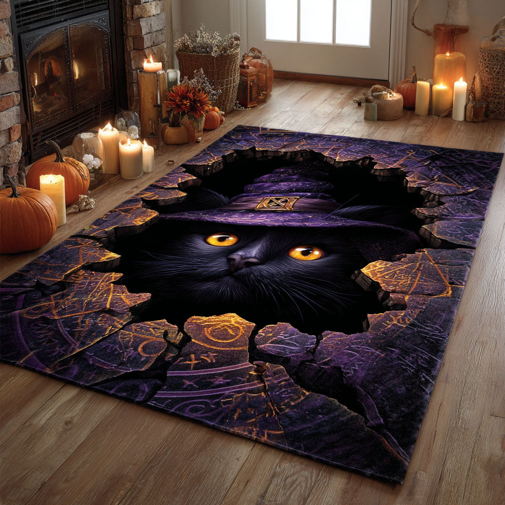 Mystic Black Cat Area Rug Best Halloween House Unique Halloween Gifts