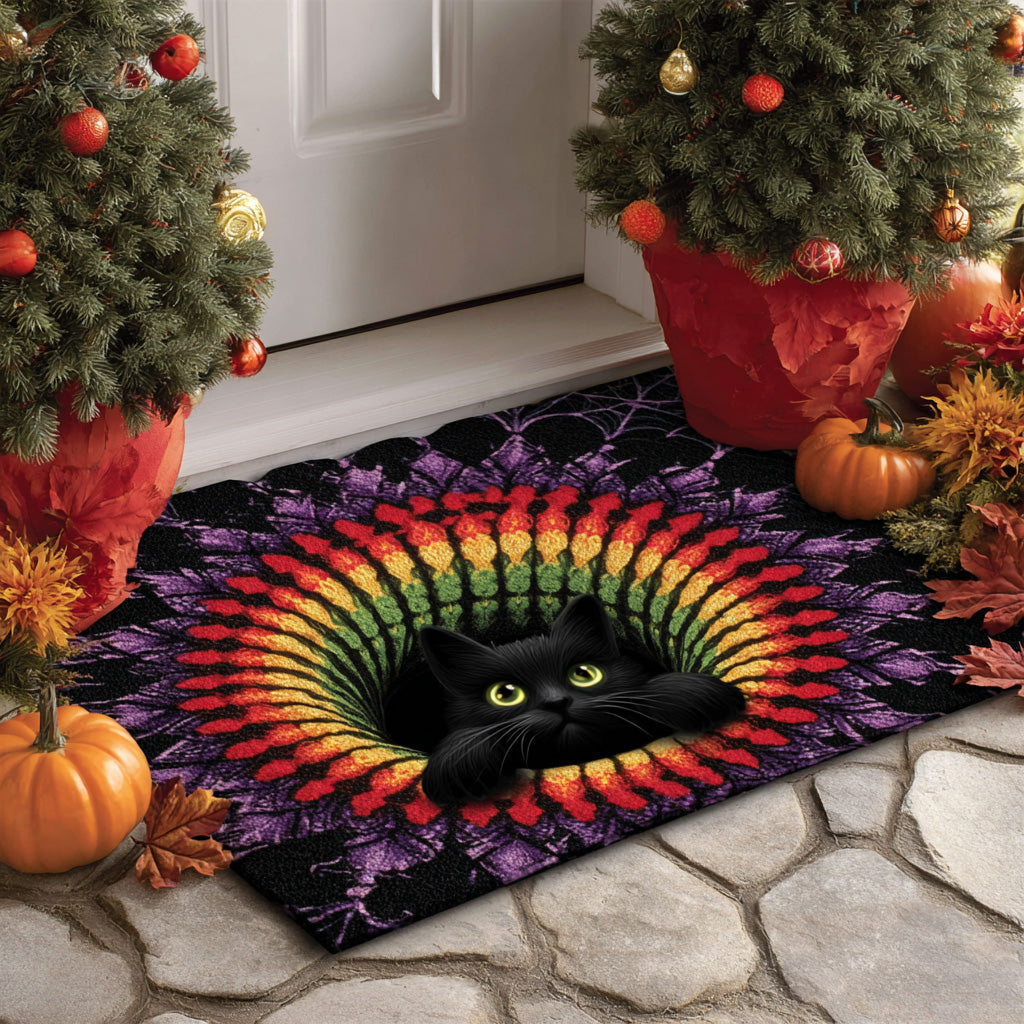 Mystic Gaze Doormat Halloween Outdoor Mat New Home Gift Idea For Cat Lovers