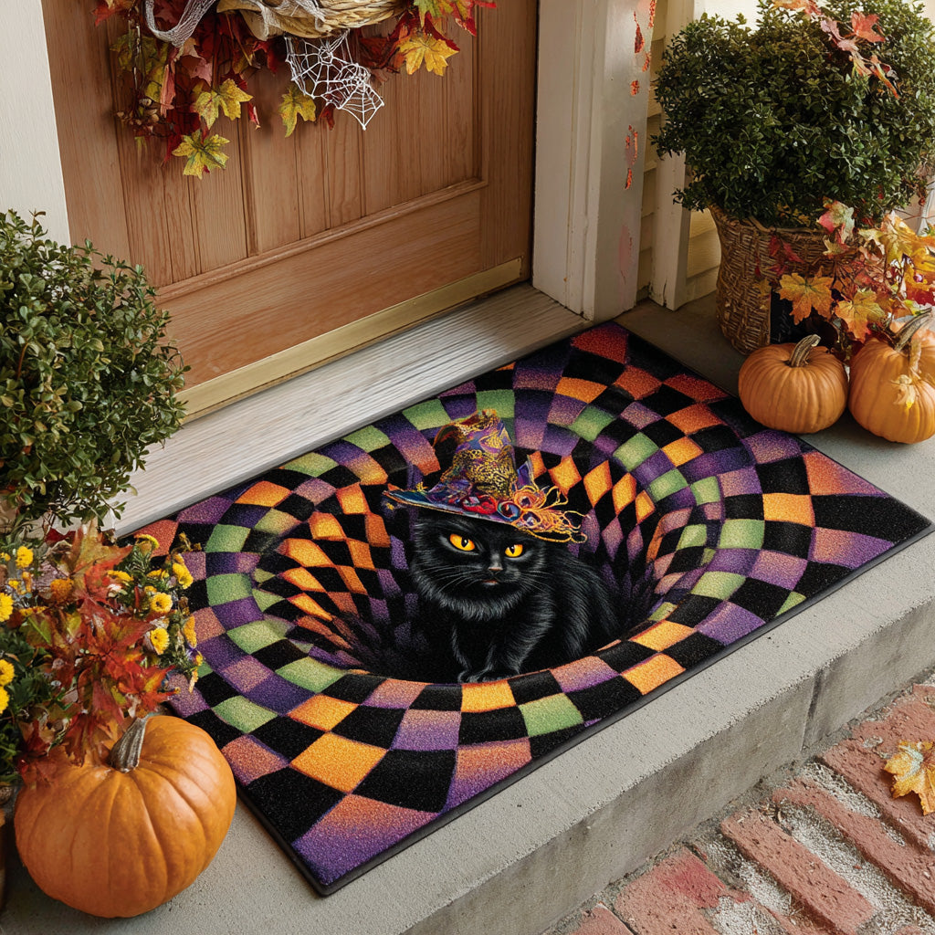 Mystic Hat Doormat Fall Halloween Entrance Mat Cute Halloween Themed Gifts For Cat Lovers