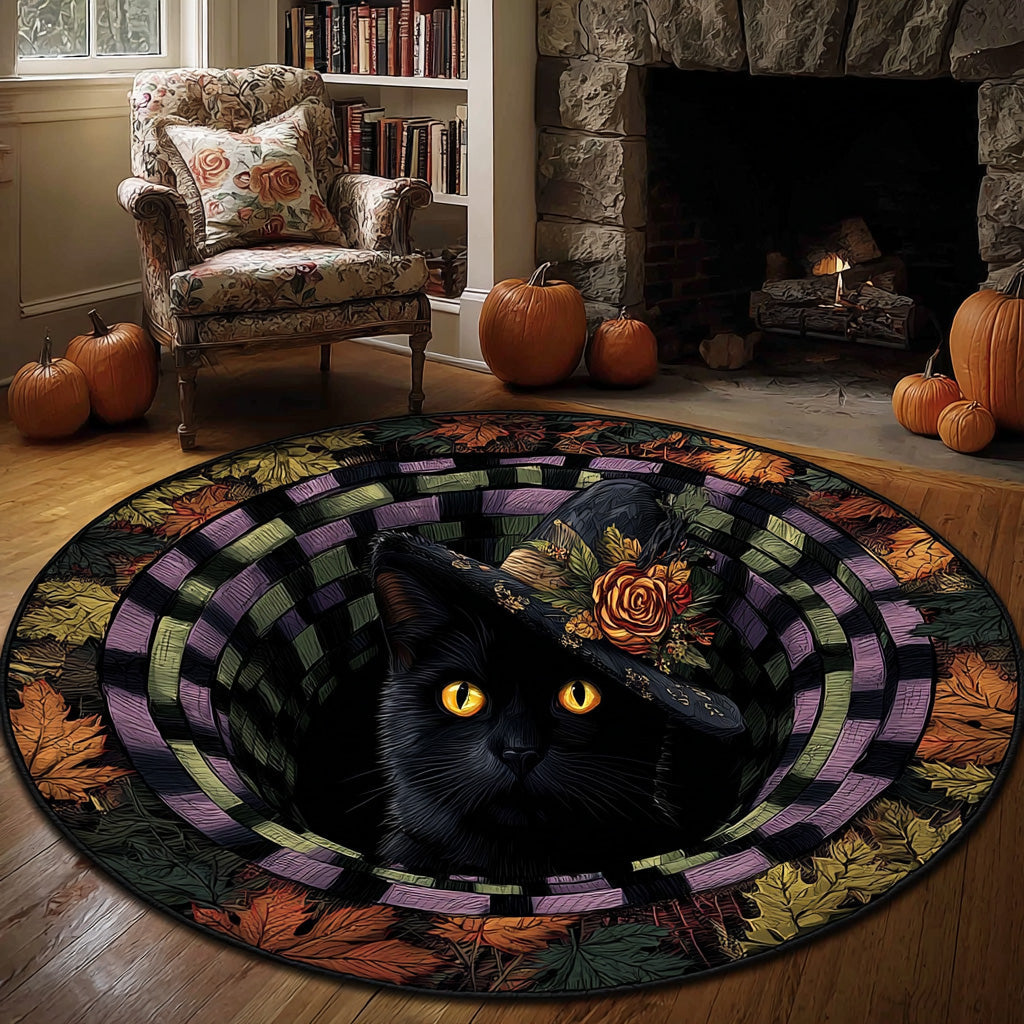 Mystic Hat Quilted Round Mat Spooky Living Room Decor Best Housewarming Presents