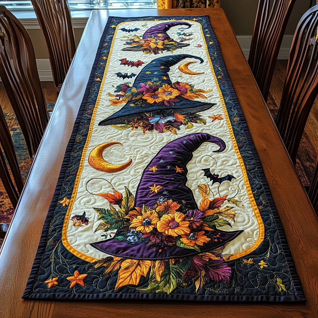 Mystic Night Quilted Table Runner Halloween Decorations For A Table Gift Ideas Halloween
