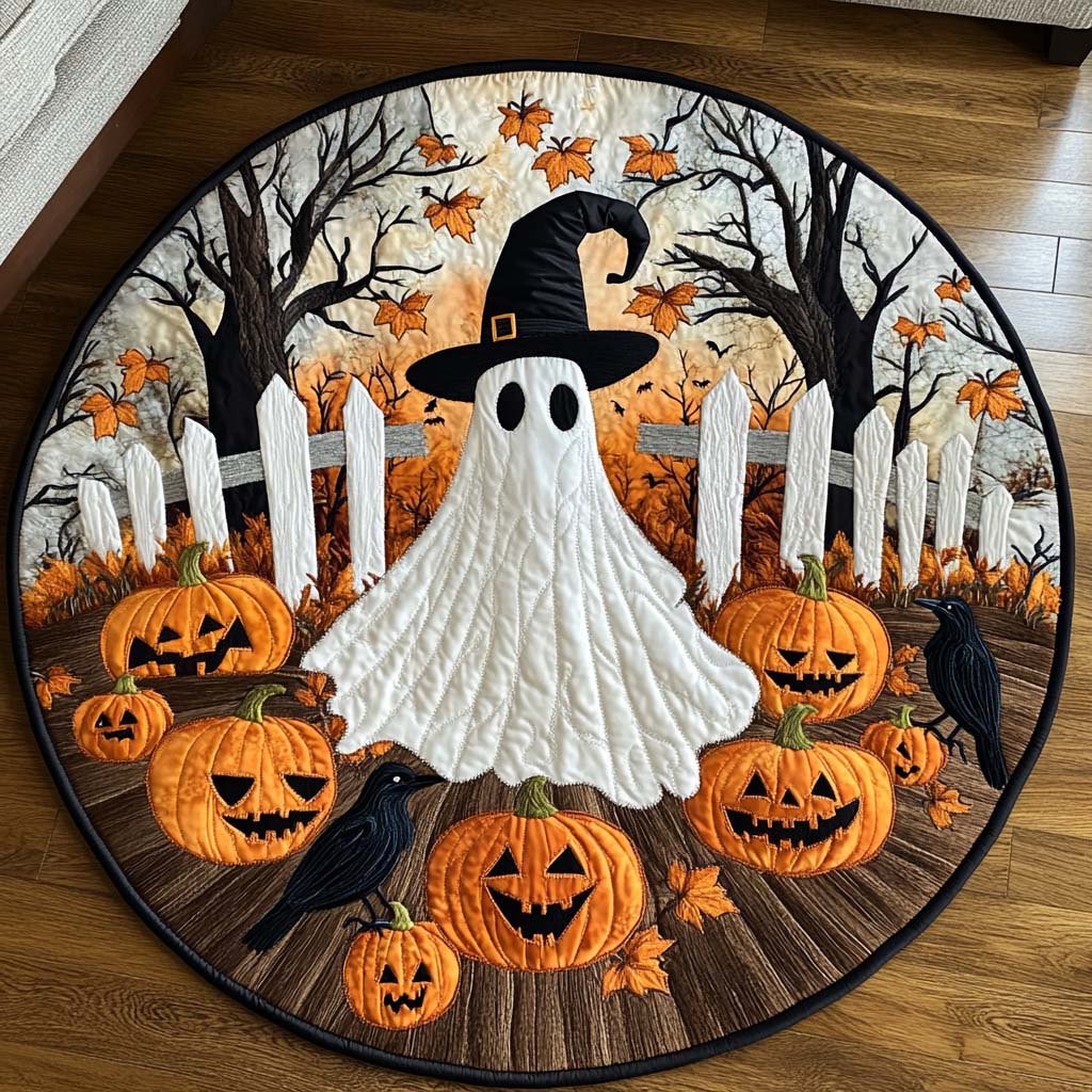 Mystic Shadows Quilted Round Mat Round Area Rug Living Room Best Halloween Gifts