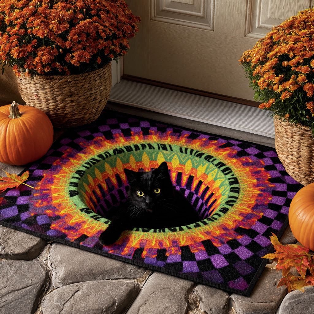 Mystic Stare Doormat Halloween Entrance Mat Spooky Gift Ideas For Cat Lover