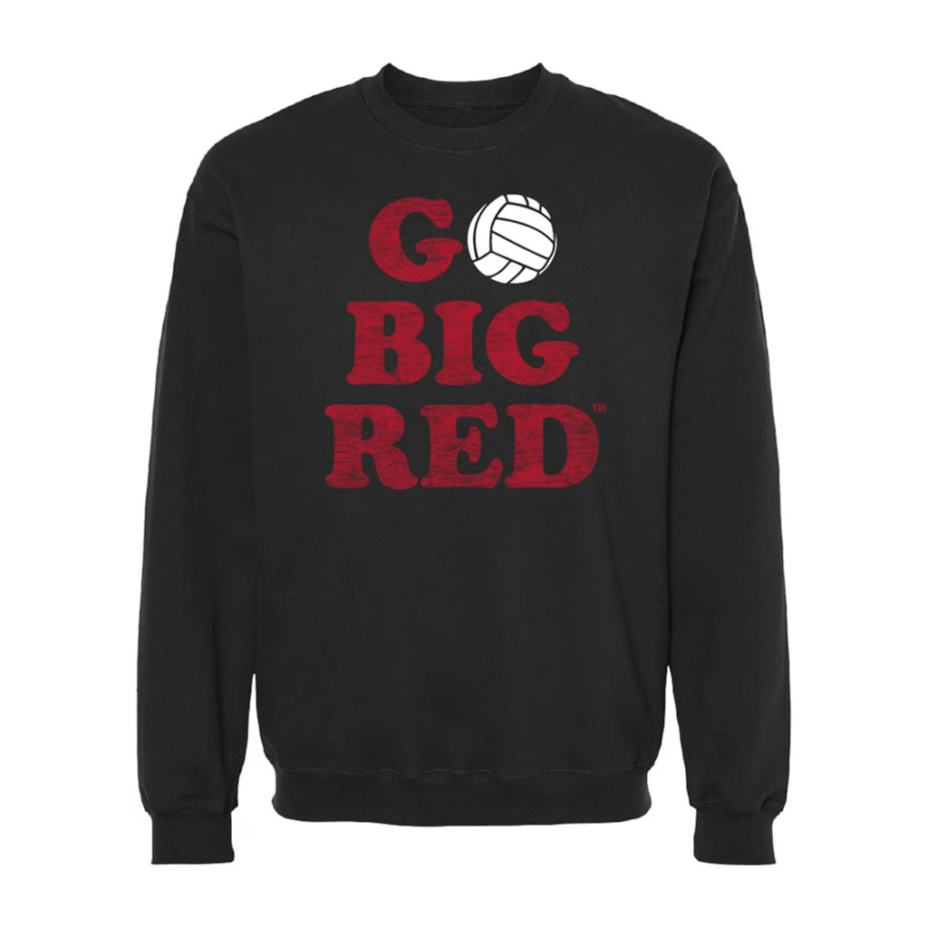 Nebraska Huskers Volleyball Merch 2026 Nebraska Cornhuskers Black Go Big Red Crew Sweatshirt Nebraska Huskers Volleyball Merch 2026 Nebraska Cornhuskers Black Go Big Red Crew Sweatshirt