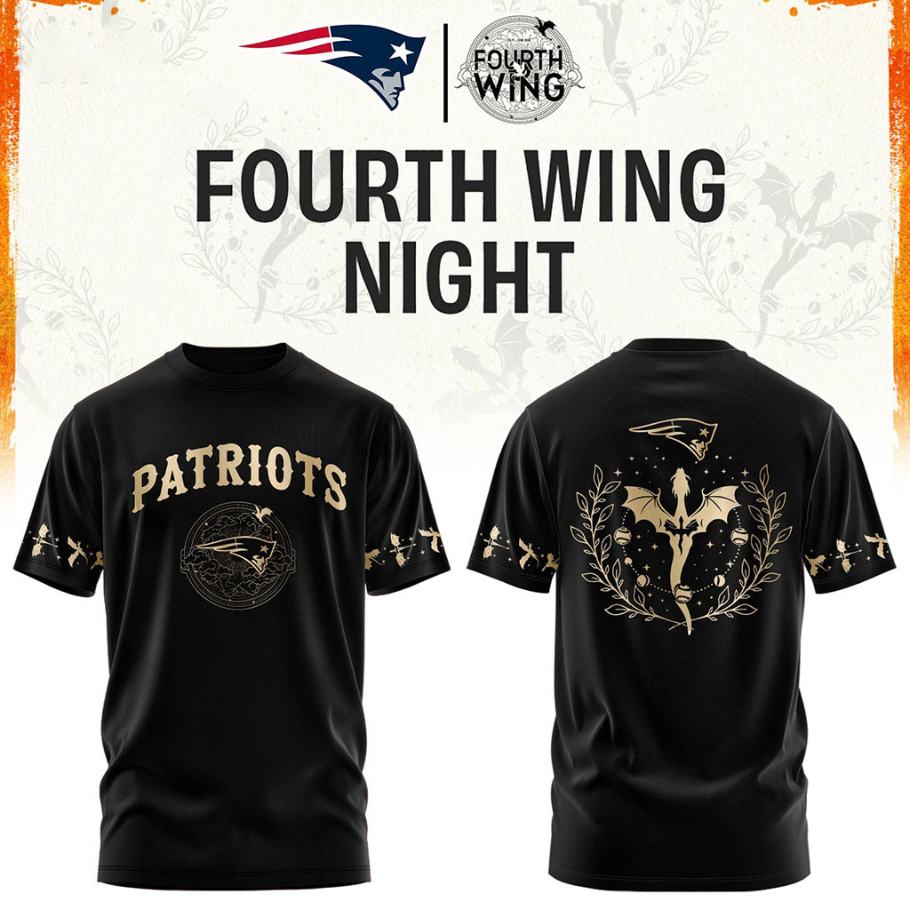 New England Patriots Dragon Wing Fantasy Night 2026 Black T-Shirt NE Patriots Merch Fan Gifts