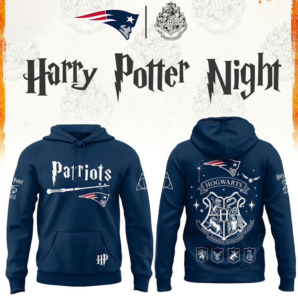 New England Patriots Harry Potter 25th Anniversary Hoodie 2026 NE Patriots Merch Fan Clothing