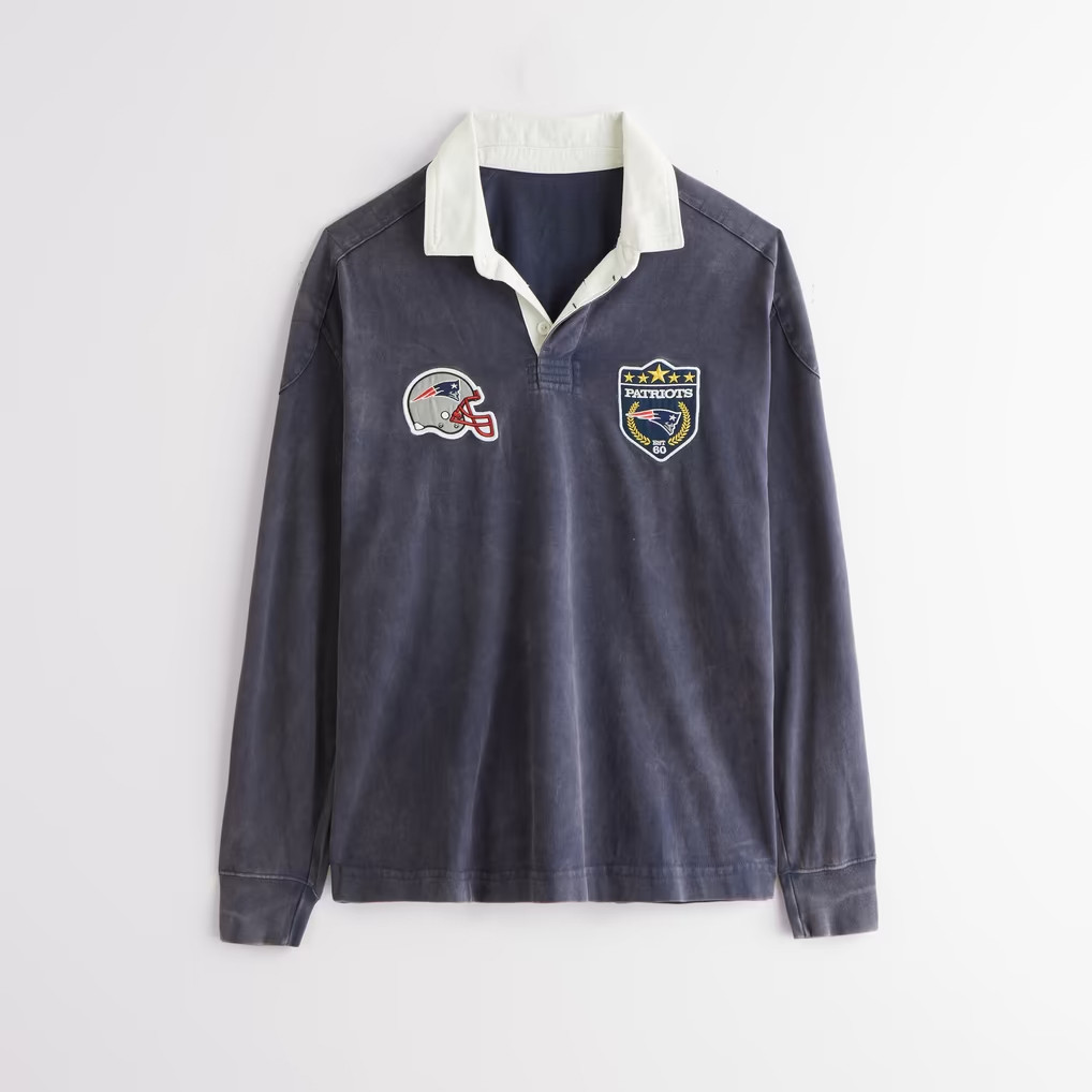 New England Patriots Merch 2026 Abercrombie And Fitch NE Patriots Long Sleeve Polo Shirt Gifts New England Patriots Merch 2026 Abercrombie And Fitch NE Patriots Long Sleeve Polo Shirt Gifts