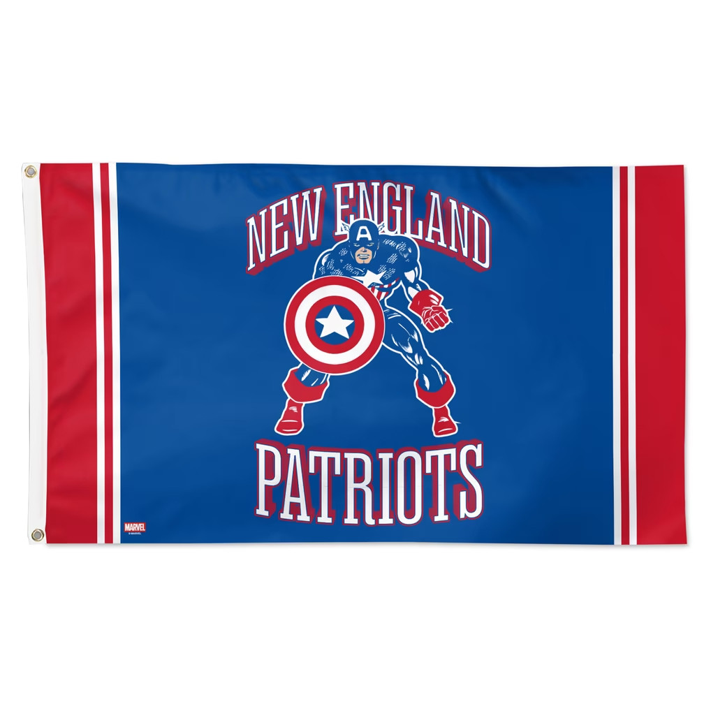 New England Patriots Merch 2026 NE Patriots Disney x NFL Captain America Flag Home Decor Gifts