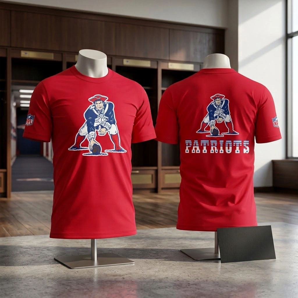New England Patriots Merch Retro Pat Patriot Throwback Logo Red T-Shirt Gifts For Football Fan
