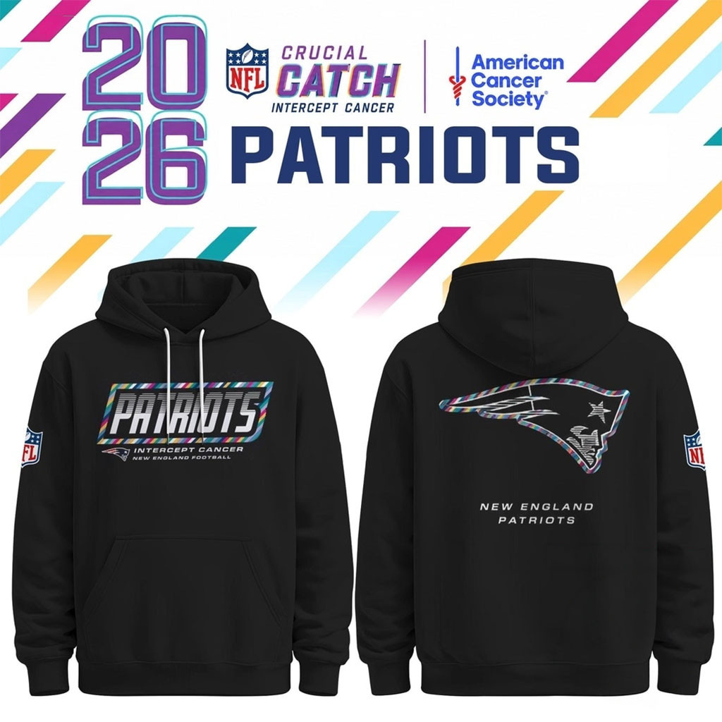 New England Patriots NFL Crucial Catch 2026 Black Hoodie NE Patriots Merch Football Lover Gifts