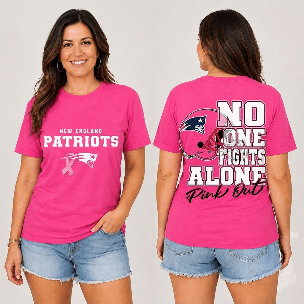 New England Patriots No One Fight Alone Pink Out T-Shirt Patriots Merch Football Fan Gift Ideas